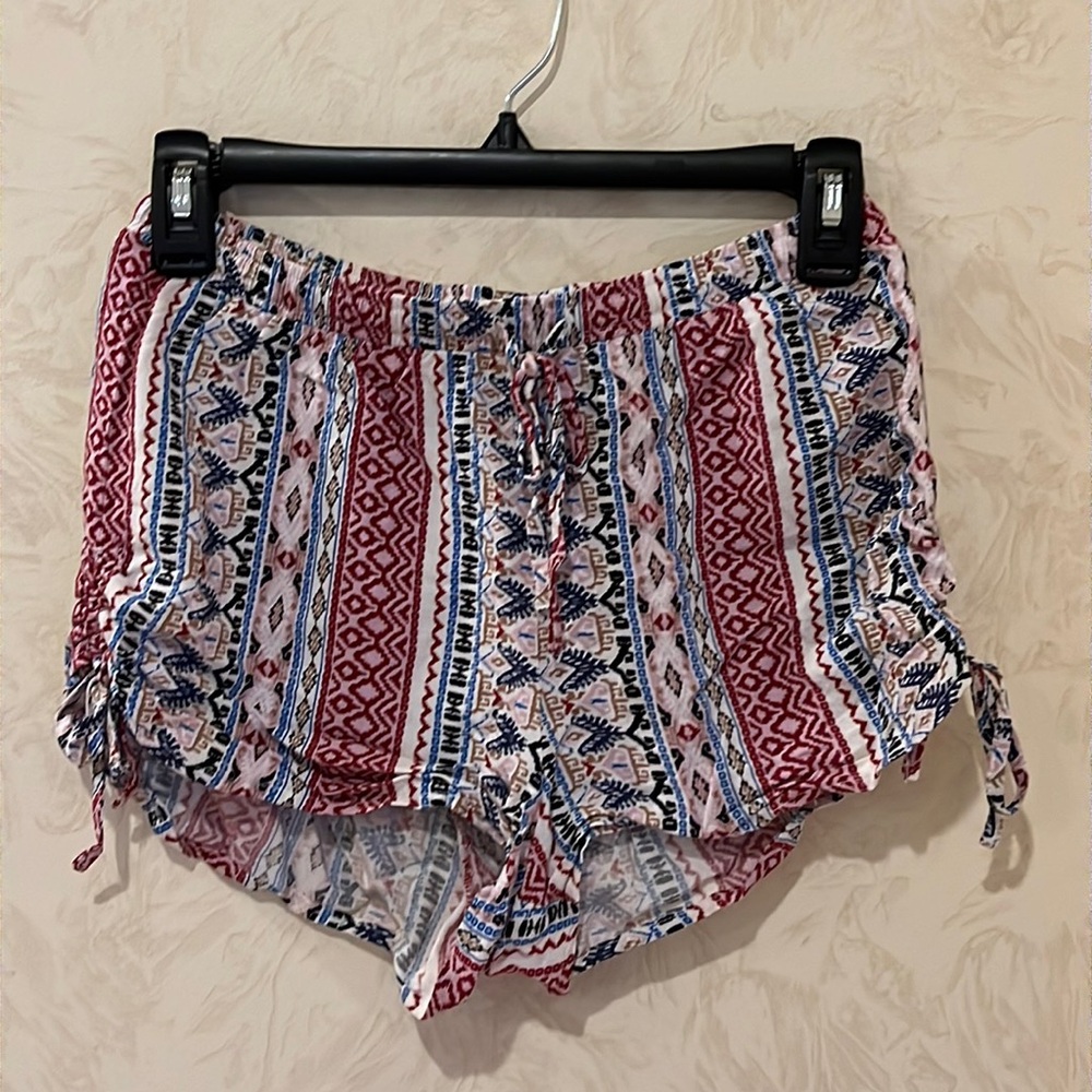 Pink Republic White Pink Blue Tribal Print Soft Shorts Size S